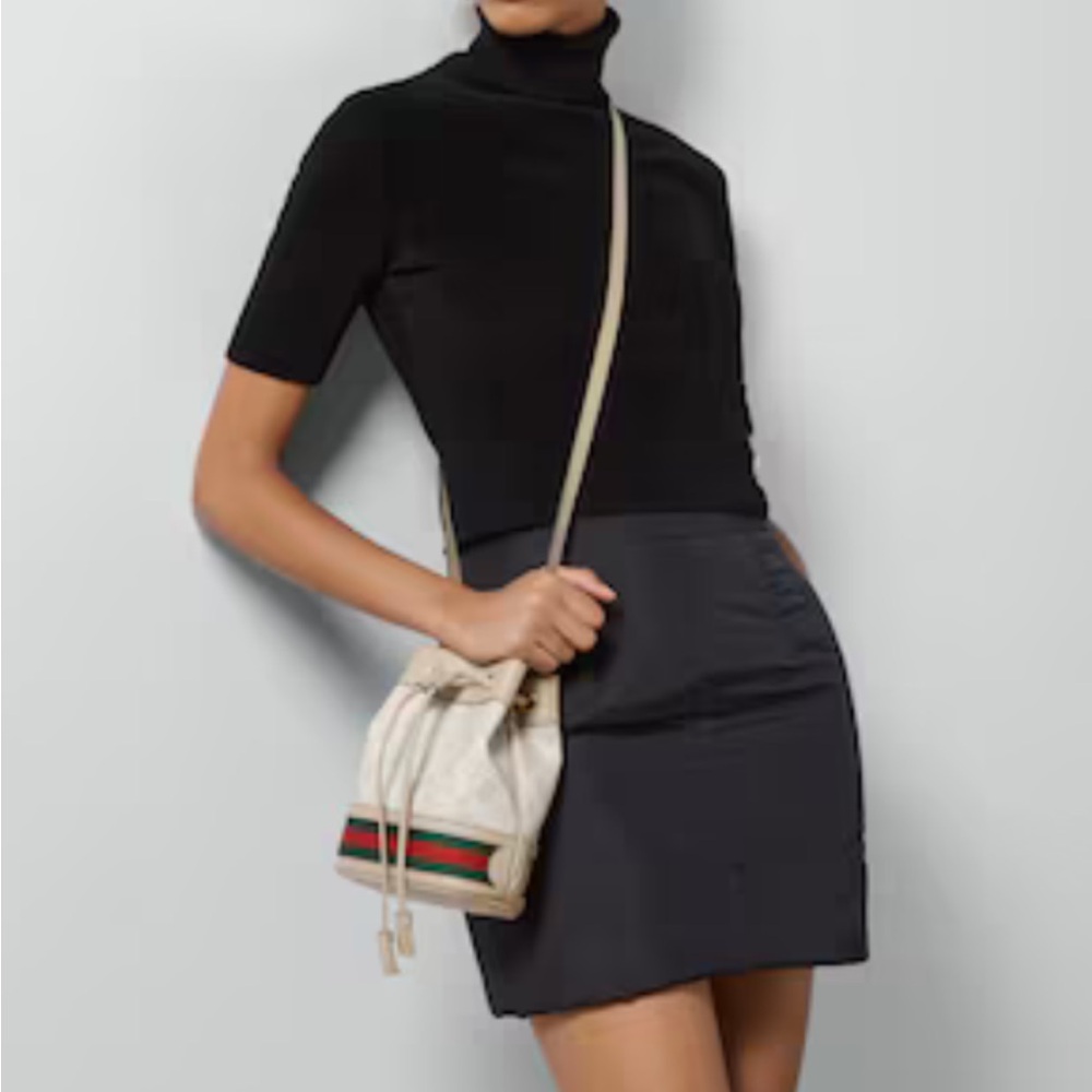Gucci GG supreme ophidia beige white mini bucket bag